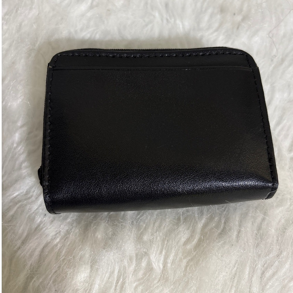 Black Genuine Leather Accordion Super Wallet Dual‎ Zip Card Holder ID Window